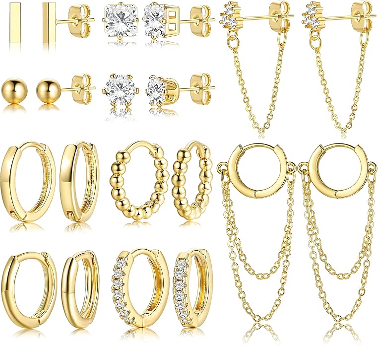 Gold Necklace and Earrings