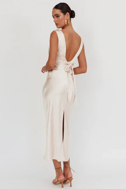 Satin V-Neck Dress Satin 2