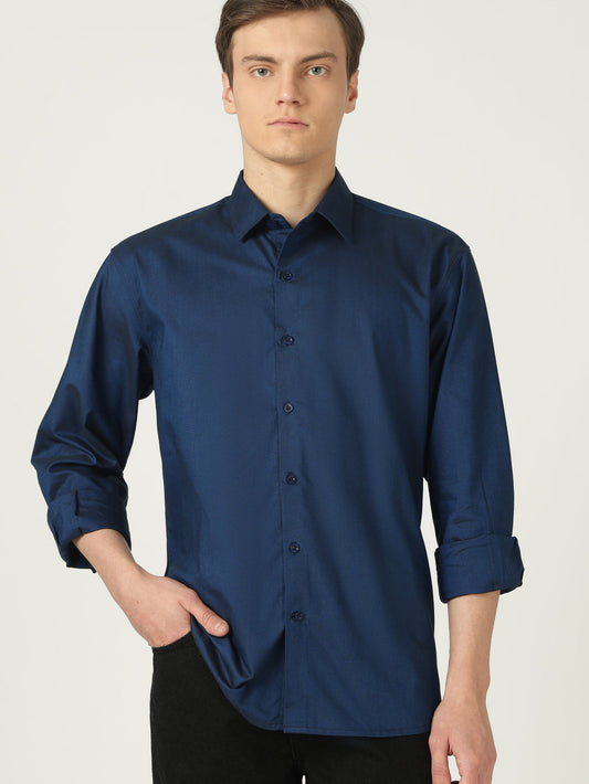 All Day Comfortable Luxury Cotton Formal Shirt - Navy Blue